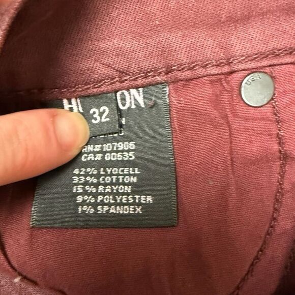 HUDSON JEANS Burgundy Krista Wax-Coated Skinny Jeans | NWT | Size 32 - Picture 8 of 8